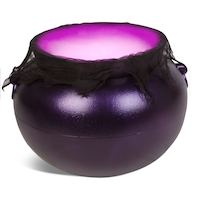 Gemmy Animated Metallic Misting Cauldron, Black/Purple, 17-in (43 cm), Light Activated Indoor/Outdoor Decoration for Halloween Front_Elevated