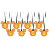 Disney Mickey Mouse Animated LED Light-Up Pumpkin String Lights with Batteries, White, 8-ft, 8-pk, Sound & Light Activated Indoor/Outdoor Decoration for Halloween CloseUp