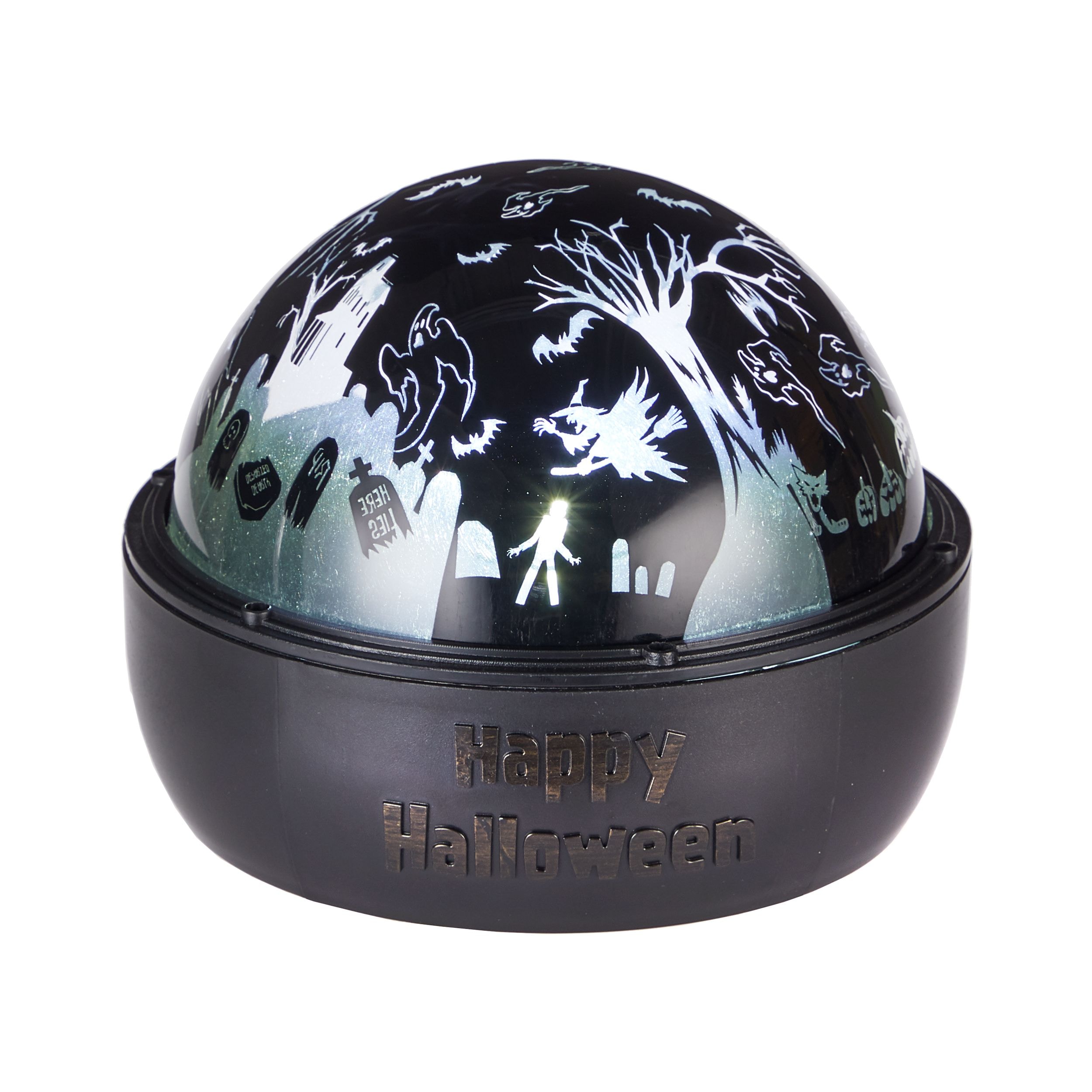 For Living "Happy Halloween" LED LightUp Cemetary Shadow Globe, Black