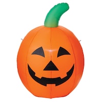 Jack-O'-Lantern Pumpkin LED Light-Up Airblown Inflatable, Self Inflating Outdoor Decoration for Halloween, Orange, 3.5-ft Front_Flat
