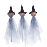 Piquets de jardin lumineux à DEL For Living avec minuterie, sorcière, blanc, 42 po, paq. 3, décorations d'extérieur pour l'Halloween Front_Angled_Right