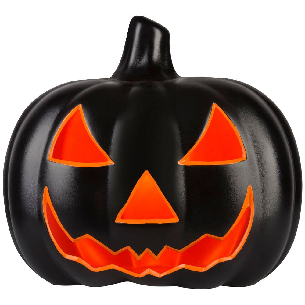 Gemmy Halloween Lighted Blow Mold Pumpkin Scary Jack-O'-Lantern,  Black/Orange, 17-in