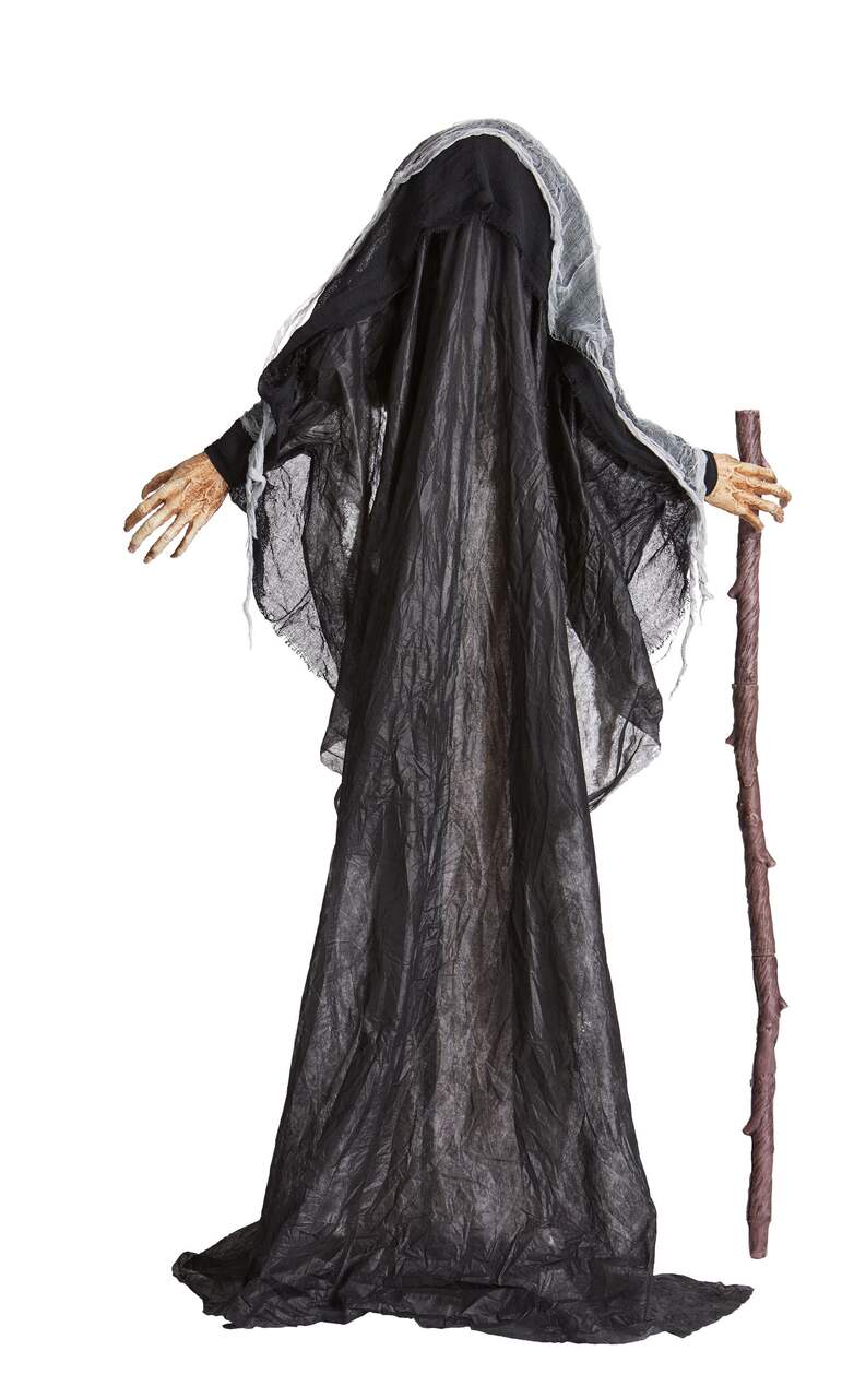 For Living Grim Reaper Animated LED Light-Up Hanging Character with  Batteries, Black/White, 4-ft, Sound & Light Activated Indoor/Outdoor  Decoration