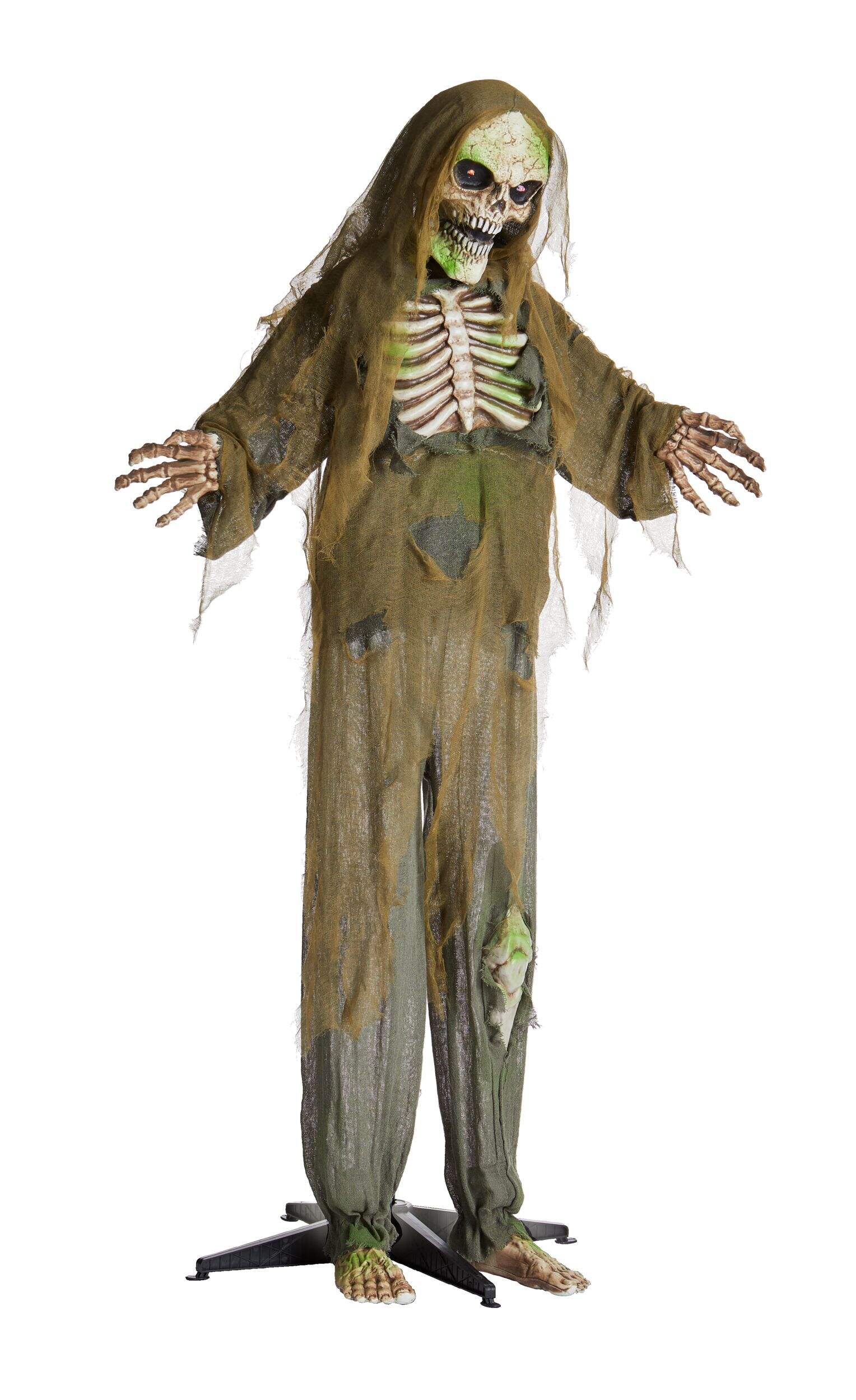 Ghoul Animated LED Light-Up Standing Character, Green, 63-in, Sound & Light Activated Indoor/Outdoor Decoration for Halloween Front_Flat