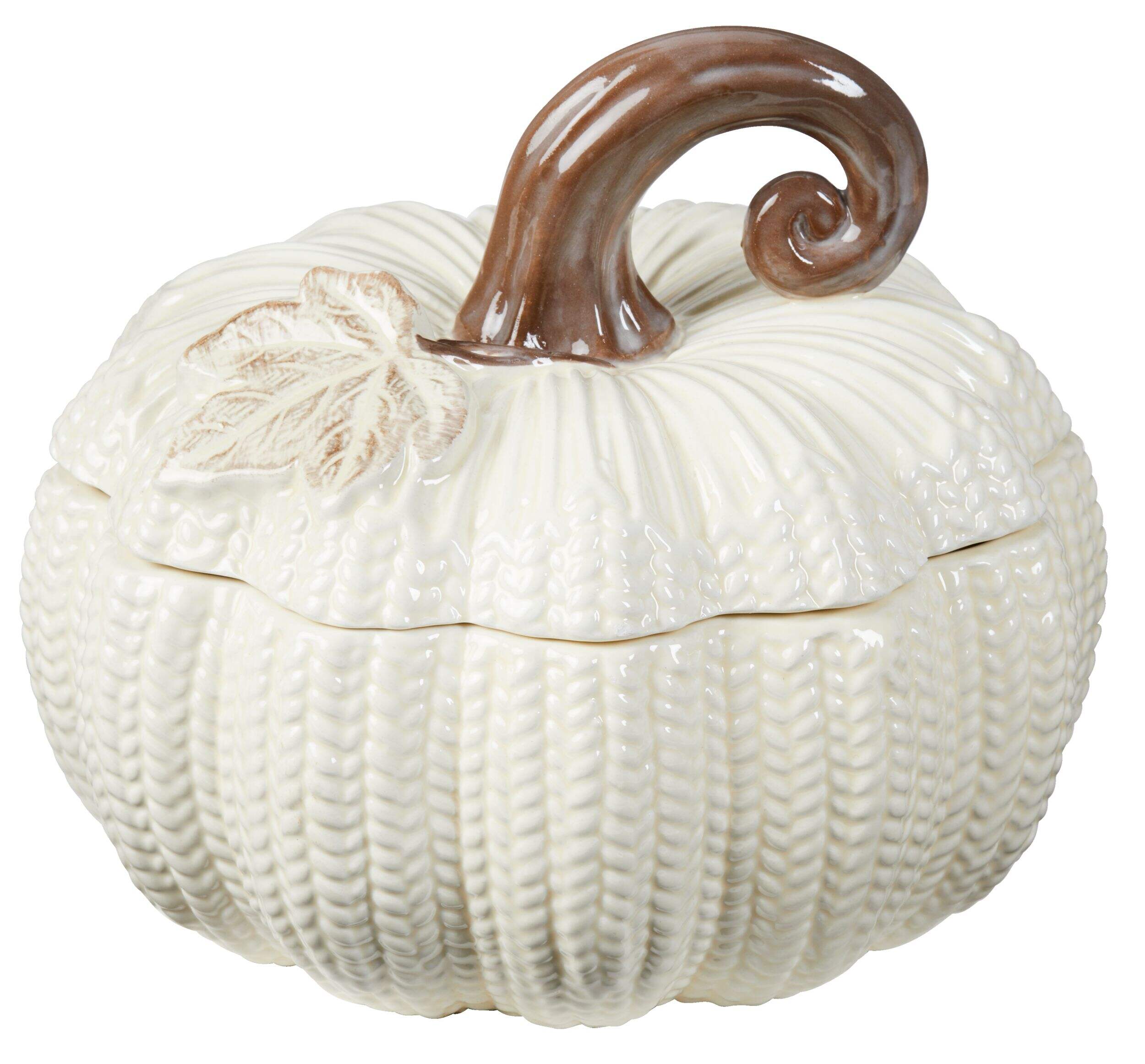 CANVAS Ceramic Pumpkin Container with Wheat Texture, 18-cm Front_Elevated