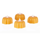 Bougies chauffe-plat citrouille à DEL sans flamme lumineuse For Living, orange, 3 po, paq. 4, décorations d'intérieur et d'extérieur pour l'Halloween Front_Elevated