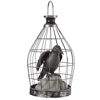Gemmy Crow Animated LED Light-Up Cage, Sound & Light Activated Indoor/Outdoor Decoration for Halloween, Black, 8 1/4-in Front_Angled_Right