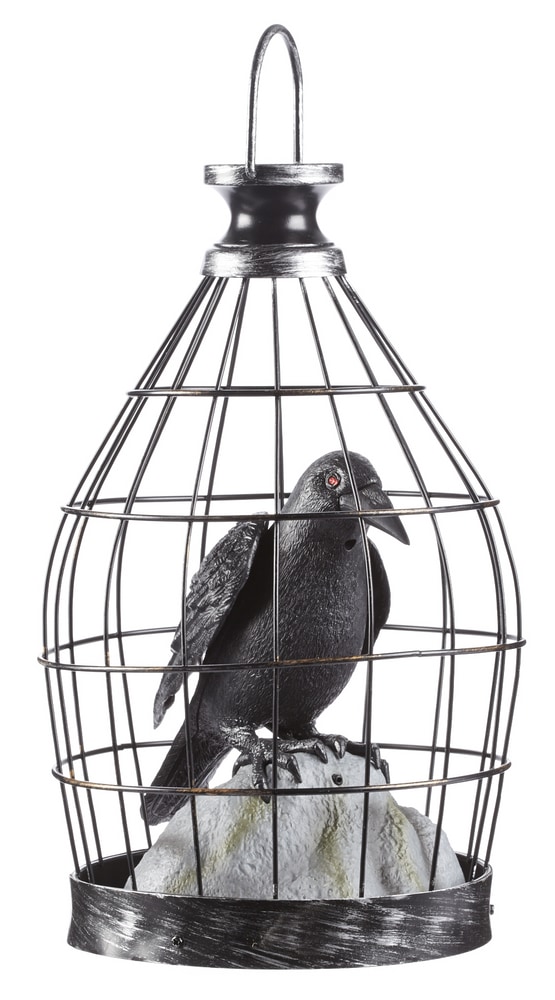 Gemmy Animated Caged Crow with LED Lights and Motion Sensor for