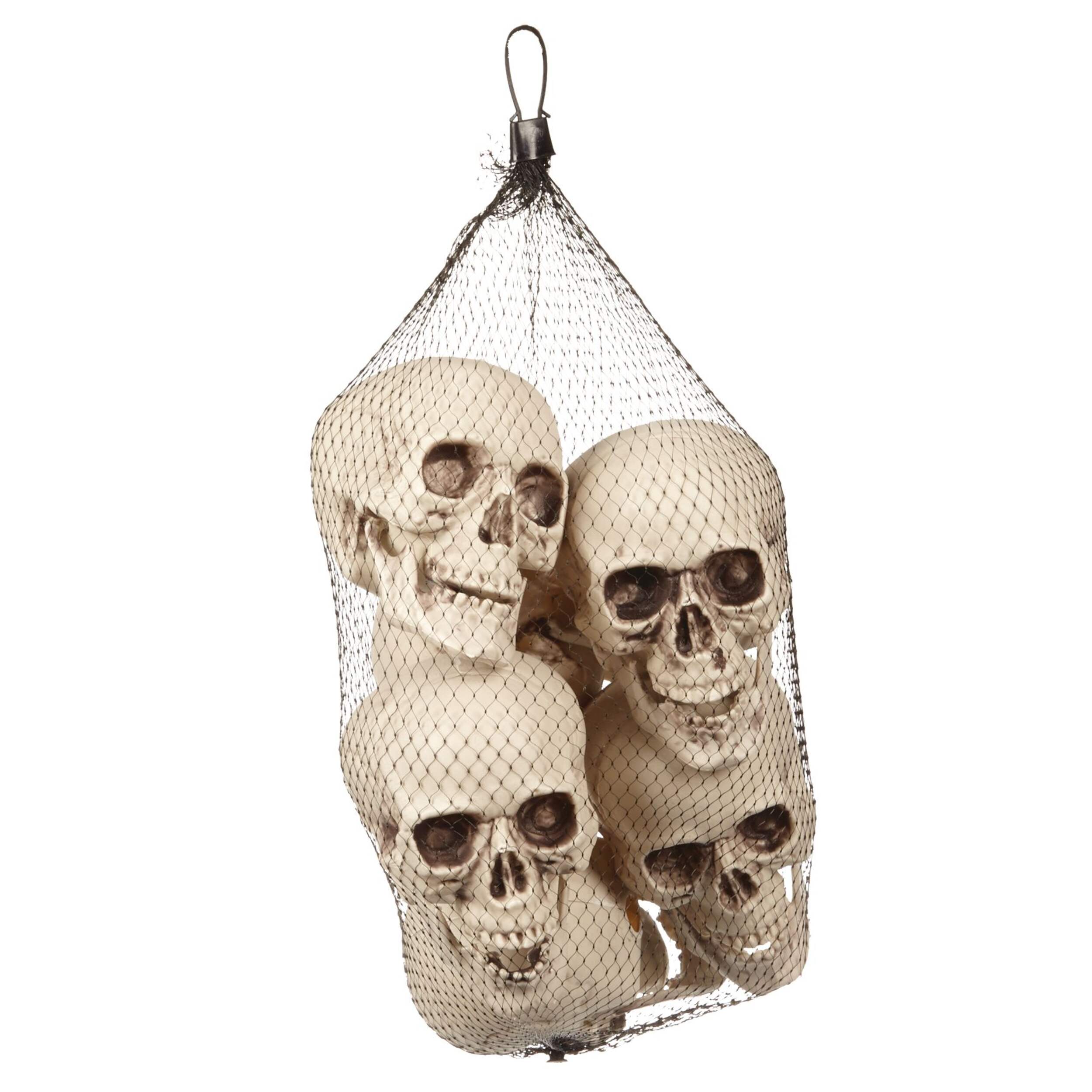 For Living Skull Props, White, 9.5-cm, 6-pk, Indoor Decoration for Halloween Front_Flat