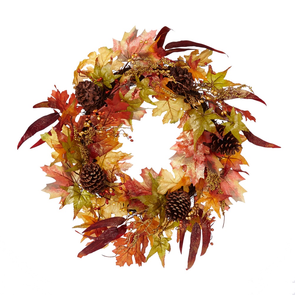 Maple and Pinecone Glitter Wreath, 24in Canadian Tire