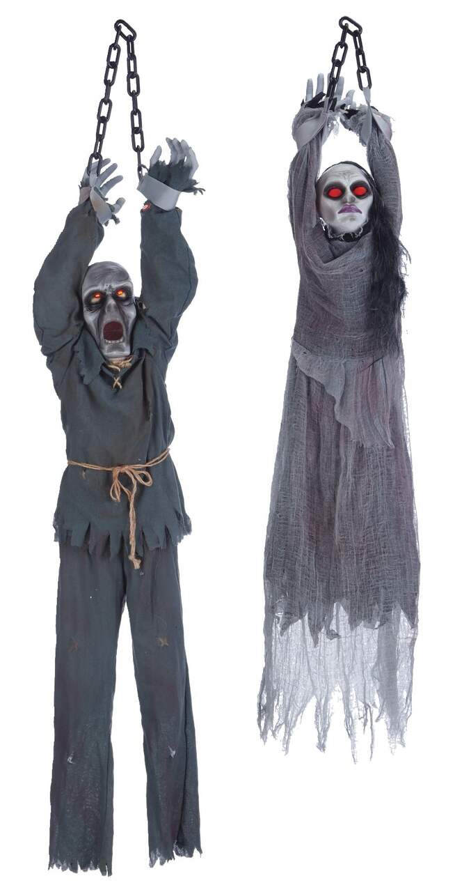 For Living Animated Hanging Zombie, LED Lights, Sound for Halloween,  Assorted Styles, 4-ft