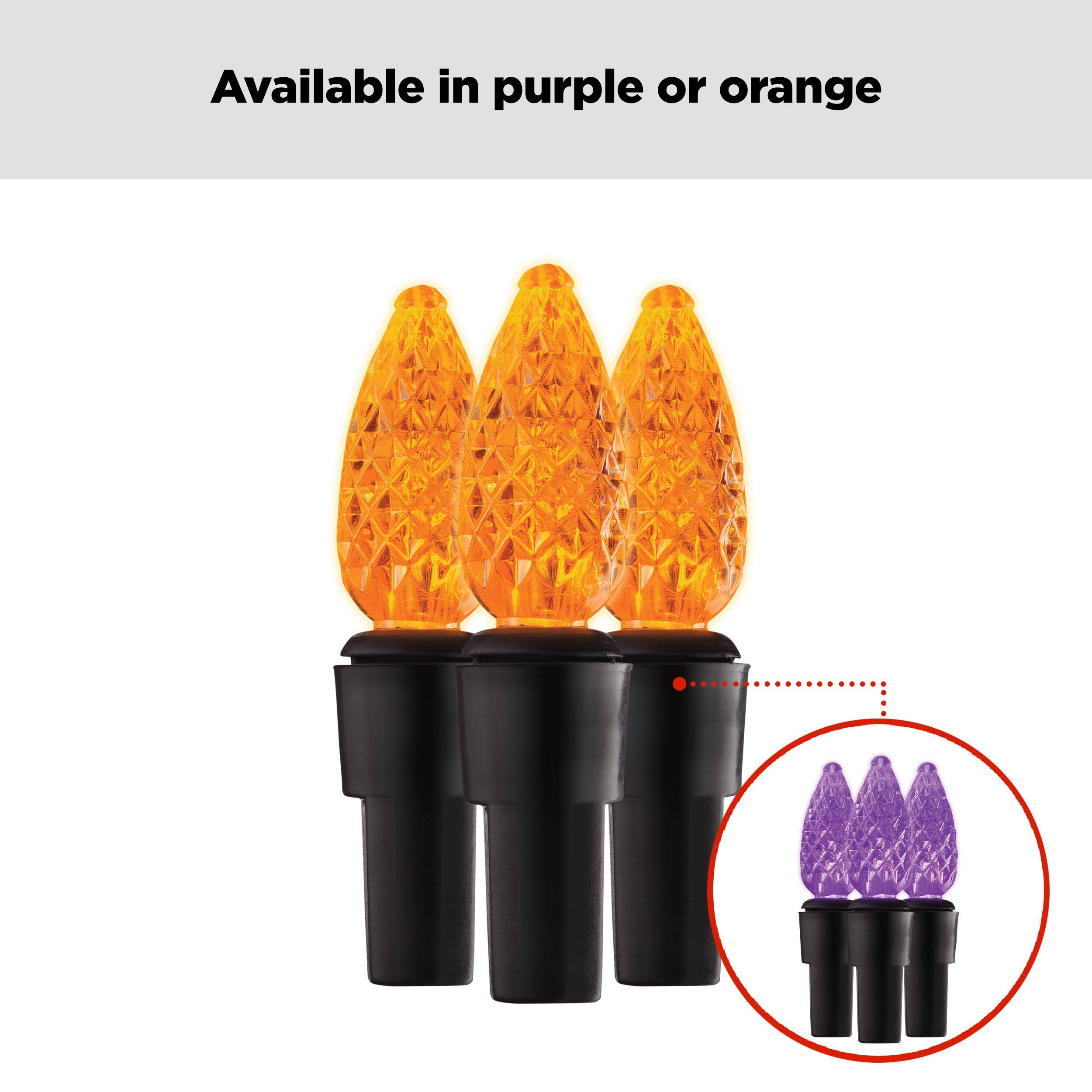 NOMA LED Light-Up C3 String Lights, Orange/Purple, 8.5-ft, 25-pk