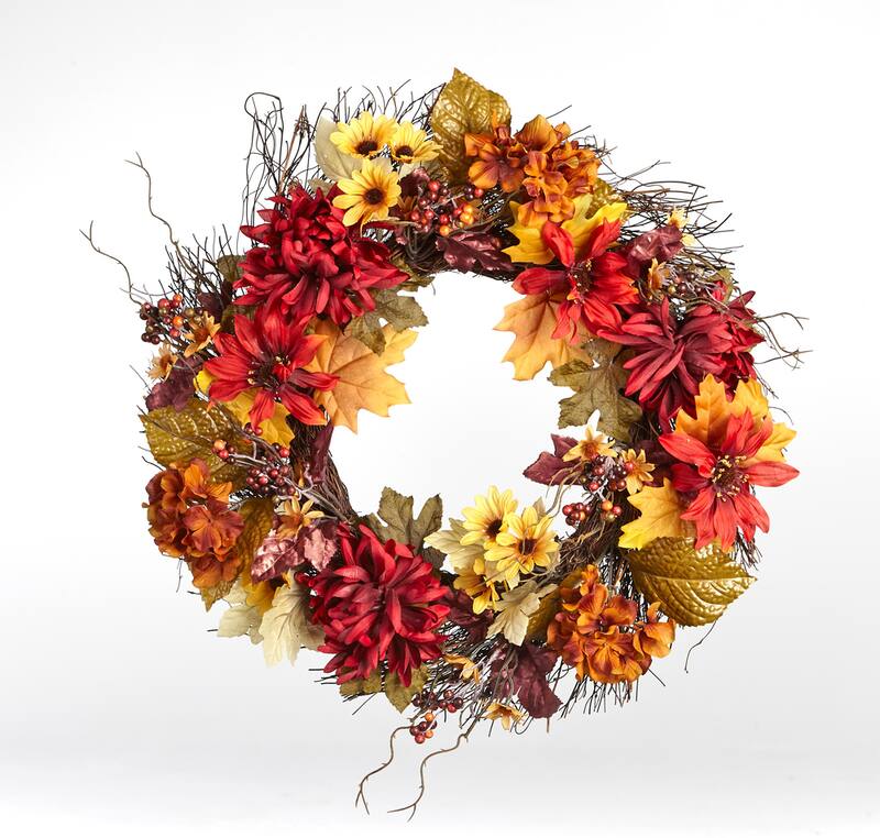 Holiday Collection Mum & Daisy Wreath, 22-in | Canadian Tire