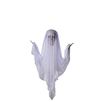 FOR LIVING Ghost Animated LED Light-Up Hanging Character, Sound & Light Activated Indoor/Outdoor Decoration for Halloween, White, 48-in, Assorted Front_Flat