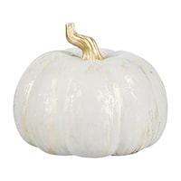 CANVAS Resin Wood Tabletop Pumpkin, White, 7-in, Indoor Decoration for Fall Front_Elevated