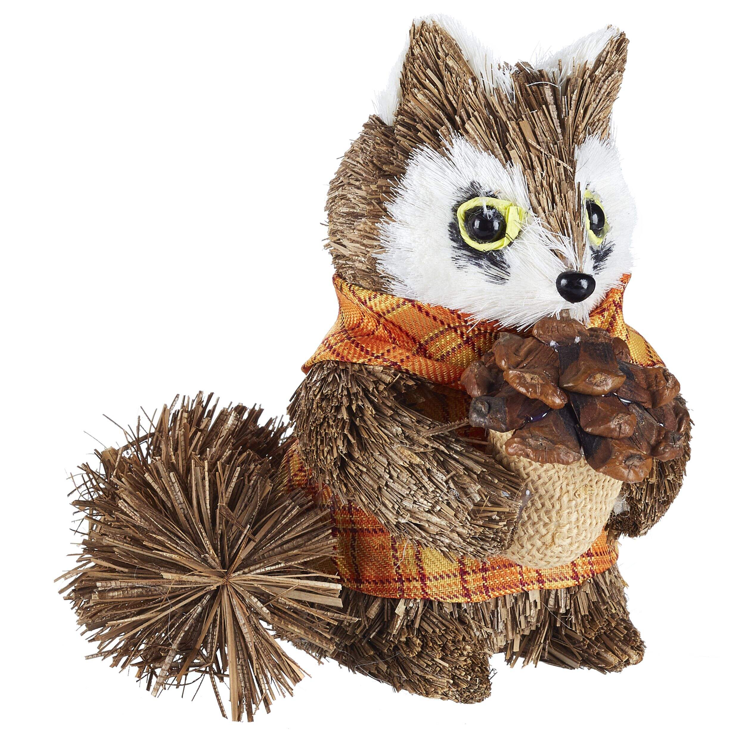 For Living Squirrel & Racoon Sisal Assorted Tabletop Animals, Brown, 5 1/4-in, 1-pk, Indoor/Outdoor Decoration for Fall Front_Three_Fourths_Angled_Right