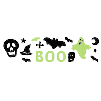 Décalcomanies murales en gel de chauve-souris/crâne/araignée/citrouille For Living, multicolore, paq. 17, décorations d'intérieur pour l'Halloween Front_Flat