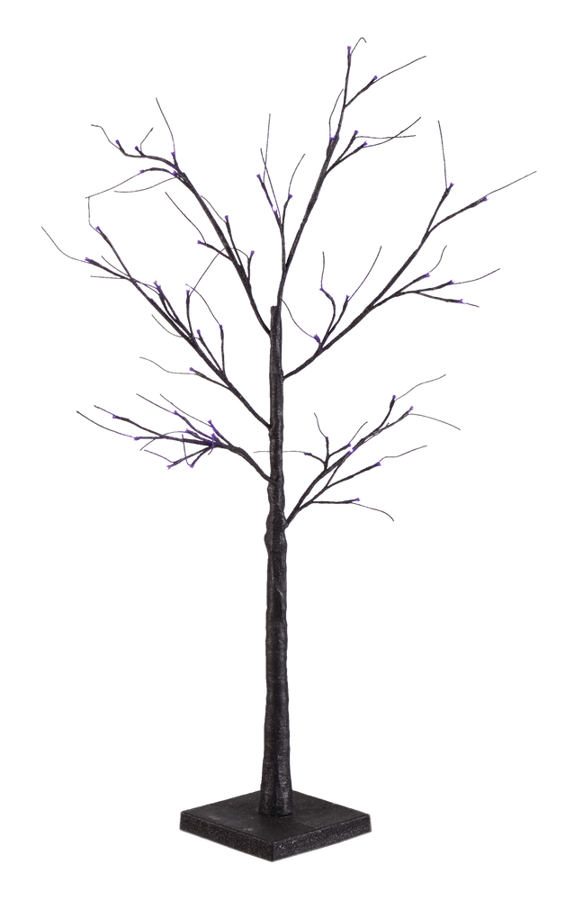 For Living Glitter LED Light-Up Tree, Black, 4-ft, Orange & Purple ...