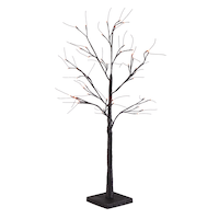 For Living Glitter LED Light-Up Tree, Black, 4-ft, Orange & Purple Lights Indoor/Outdoor Decoration for Halloween Front_Flat