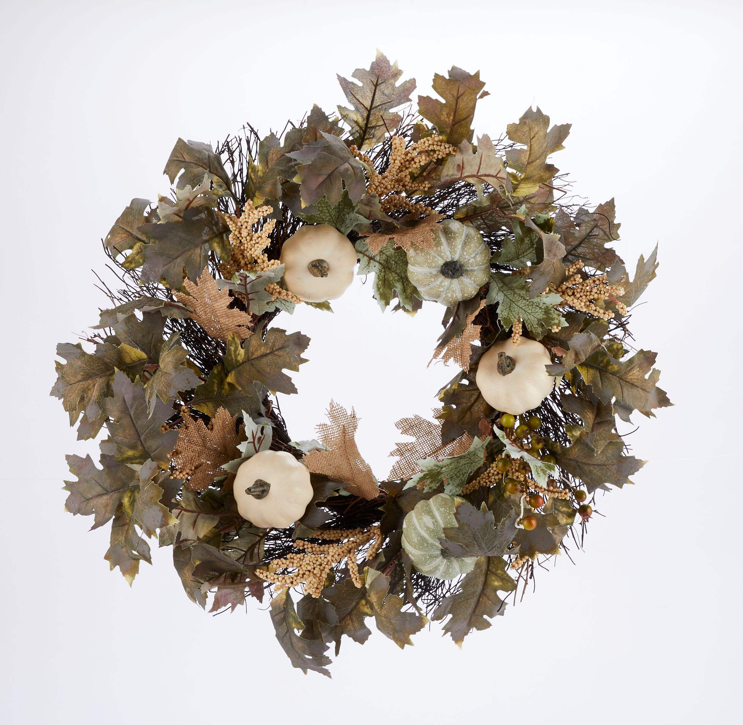 CANVAS Sage Pumpkin and Berry Wreath, 22-in Front_Flat
