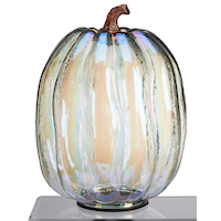 CANVAS Modern Tabletop Glass Pumpkin, Clear, 9-in, Indoor Decoration for Fall Front_Flat
