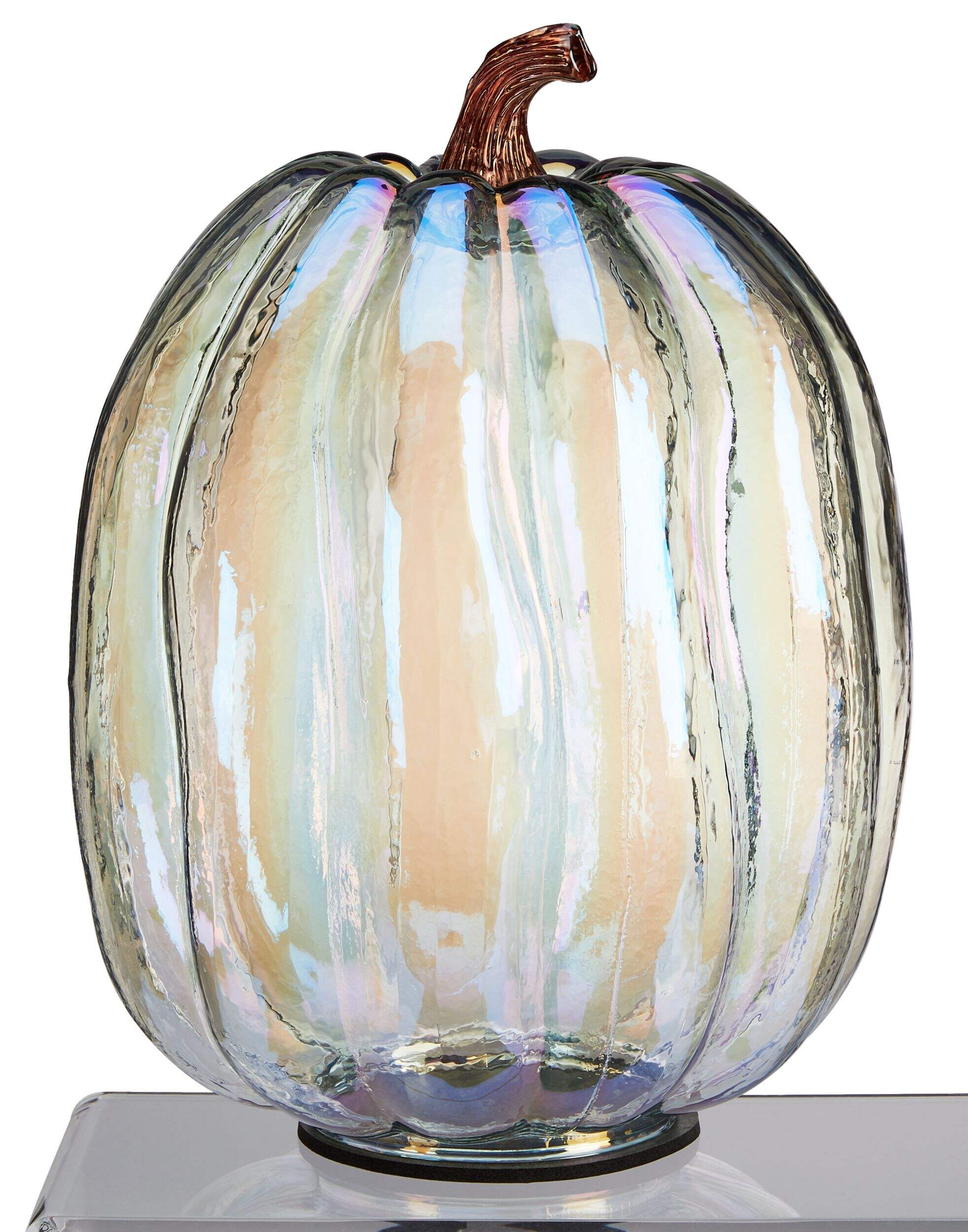 CANVAS Modern Tabletop Glass Pumpkin, Clear, 9-in, Indoor Decoration for Fall Front_Flat