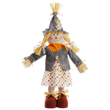 CANVAS Scarecrow Standing Girl, Multi-Coloured Polka Dot, 22-in, Indoor Decoration for Fall Front_Flat