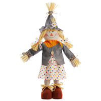 CANVAS Scarecrow Standing Girl, Multi-Coloured Polka Dot, 22-in, Indoor Decoration for Fall Front_Flat