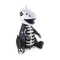 For Living Dinosaur Skeleton LED Light-Up Airblown Inflatable with Stakes, Self Inflating Outdoor Decoration for Halloween, Black/White, 3.5-ft Front_Three_Fourths_Angled_Right
