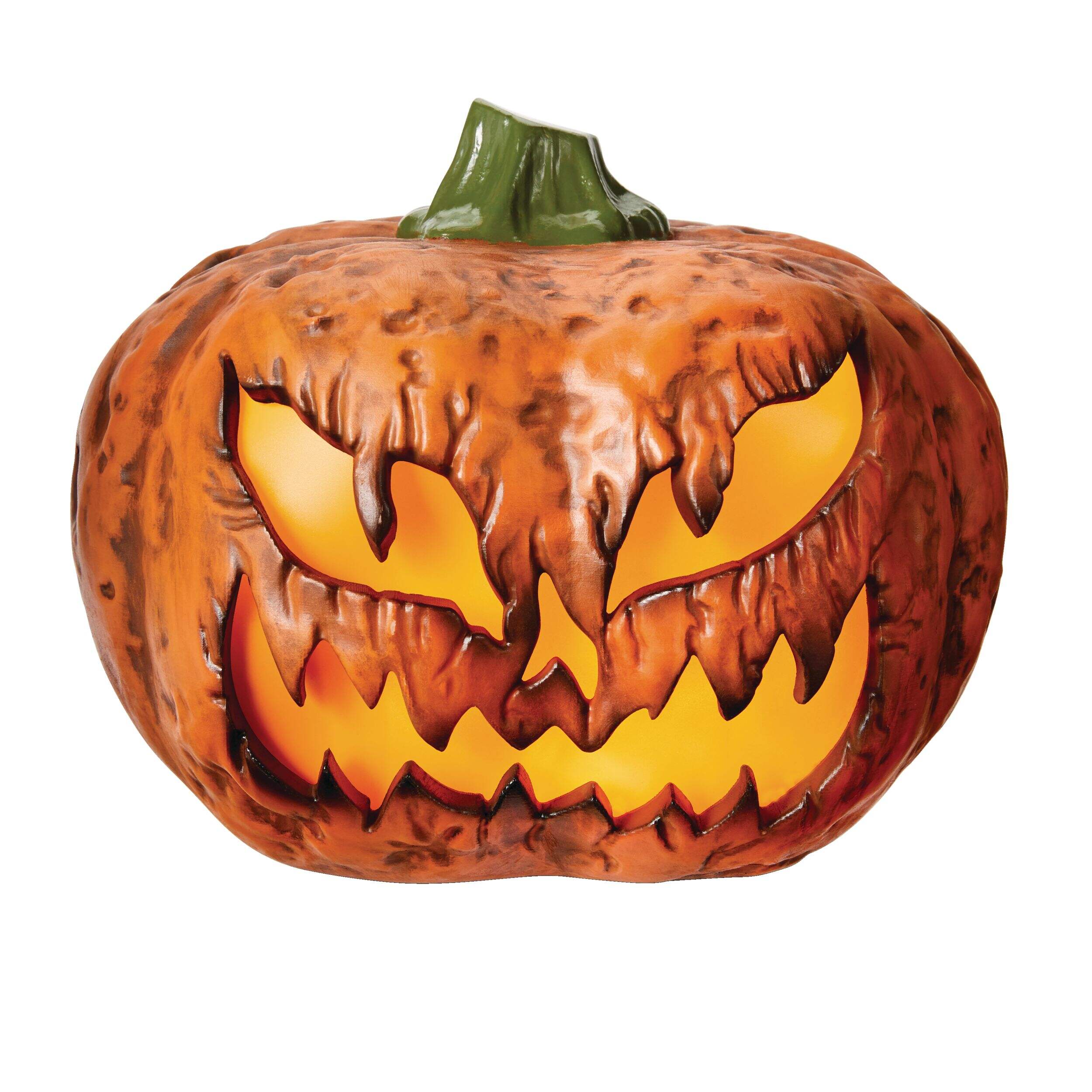 Gemmy Jack-O'-Lantern LED Light-Up Pumpkin with Batteries, Indoor/Outdoor Decoration for Halloween, Orange, 9-in Front_Flat