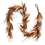 Guirlande de blé et de feuilles d'automne CANVAS, orange/brun, 6 pi, décoration intérieure pour l'automne Front_Flat