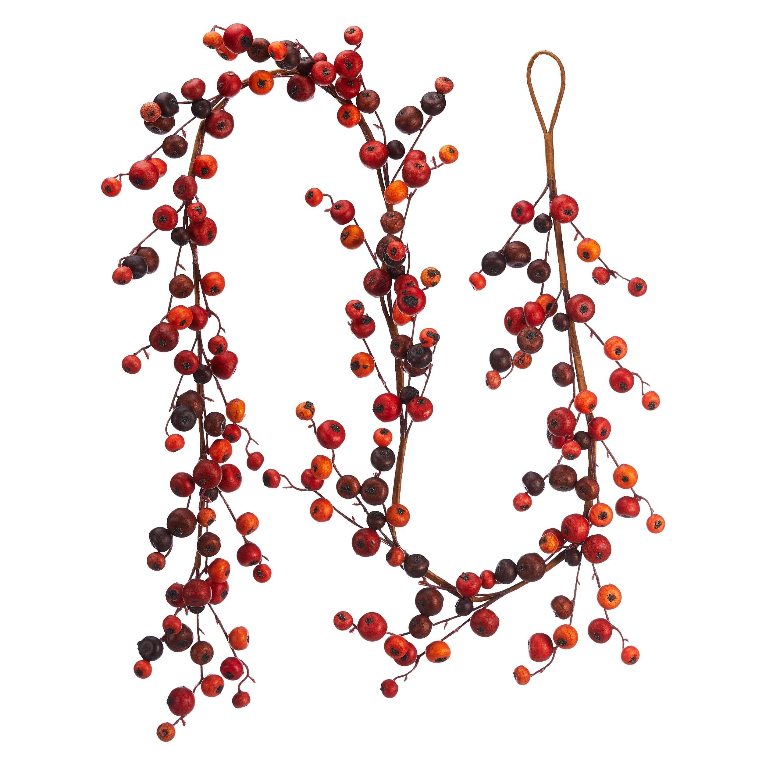 Guirlande de fausses baies CANVAS, décorations d'automne et d'action de grâce intérieur et extérieur, orange, 6 pi Front_Flat