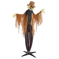 Épouvantail animé debout For Living avec piles, lumière à DEL, noir/brun, 5-1/4 pi, décoration intérieure/extérieure activée par le son et la lumière pour l'Halloween