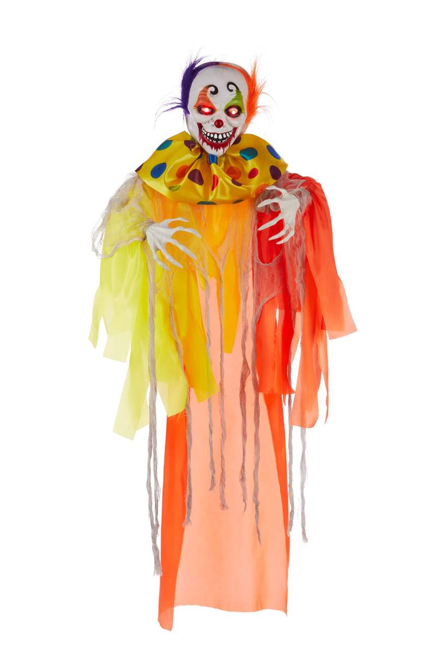 Clown animé suspendu For Living avec piles, lumière à DEL, à pois  multicolores, 36 pi, décoration intérieure/extérieure activée par le son et  la lumière pour l'Halloween