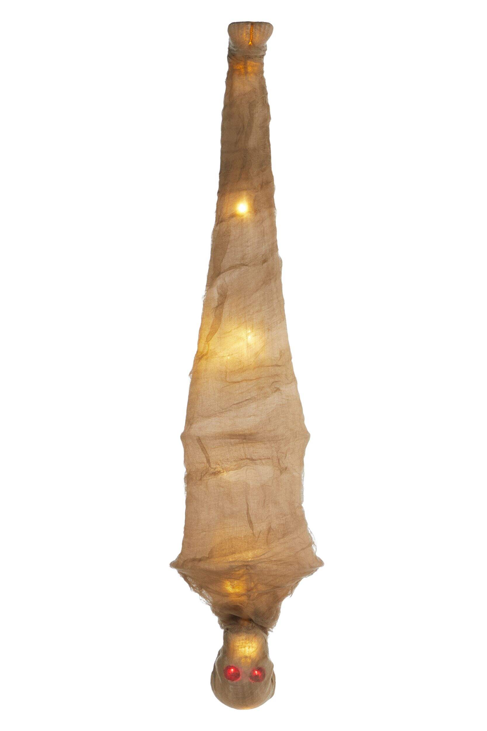 For Living Mummy Animated LED Light-Up Hanging Cocoon with Batteries, Beige, 47-in, Sound & Light Activated Indoor/Outdoor Decoration for Halloween Front_Flat