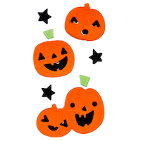 For Living Pumpkins/Witch/Cat/Ghosts Assorted Wall Gel Cling Decals, Multi-Coloured, 3-pk, Indoor Decoration for Halloween Front_Flat