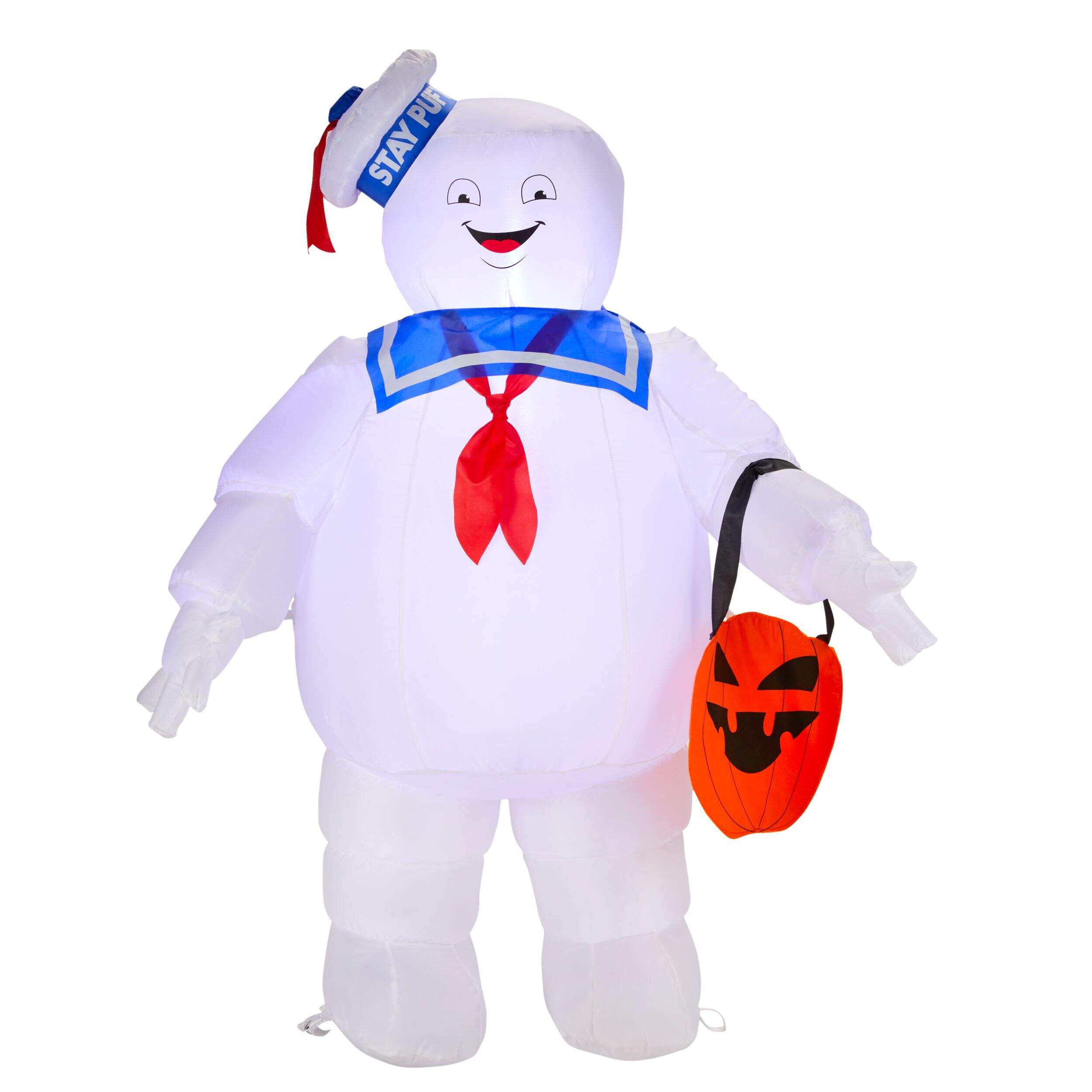 Gemmy Airblown Inflatable Stay Puft Ghostbuster, LED Lights for Halloween, White, 3.5-ft Front_Flat