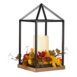 Lanterne de récolte CANVAS avec lumière à DEL, noir, 12 1/2 po, décoration d'intérieur pour l'automne Front_Three_Fourths_Angled_Right