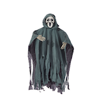 For Living Skeleton Grim Reaper Animated LED Light-Up Hanging Character,  Black, 6-ft, Sound & Light Activated Indoor/Outdoor Decoration for Halloween