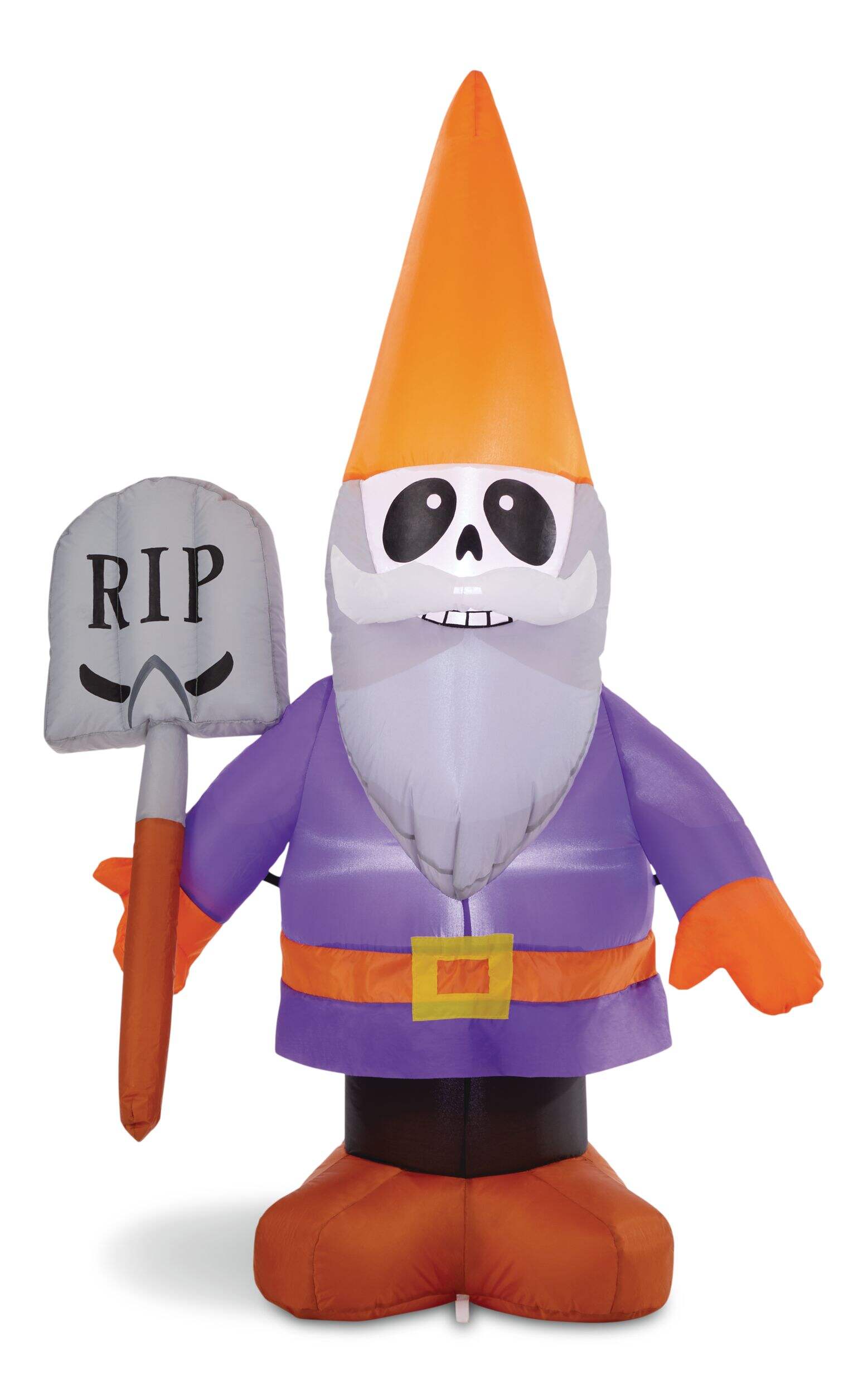 Gnome squelette gonflable For Living avec lumière à DEL, violet/orange, 6 pi, décoration d'extérieur autogonflante pour l'Halloween Front_Flat