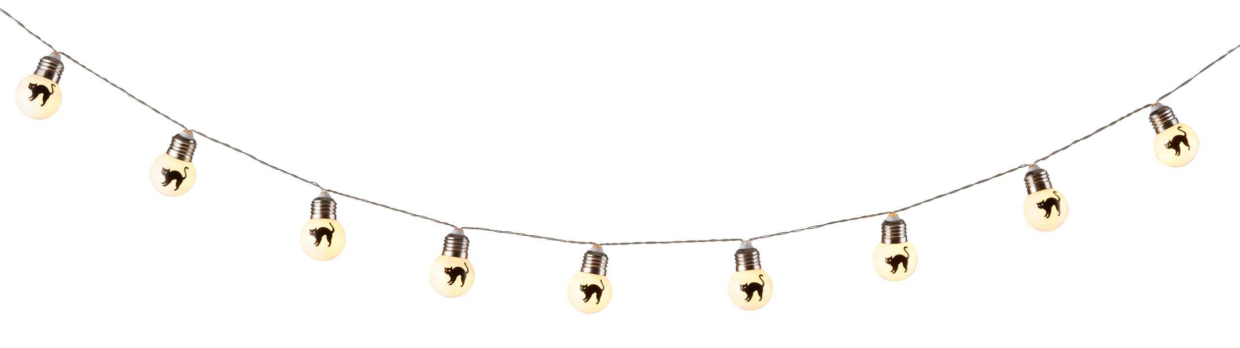 For Living Cat LED Light-Up String Lights, Silver, 5.5-ft, 10-pk, Indoor/Outdoor Decoration for Halloween Front_Flat