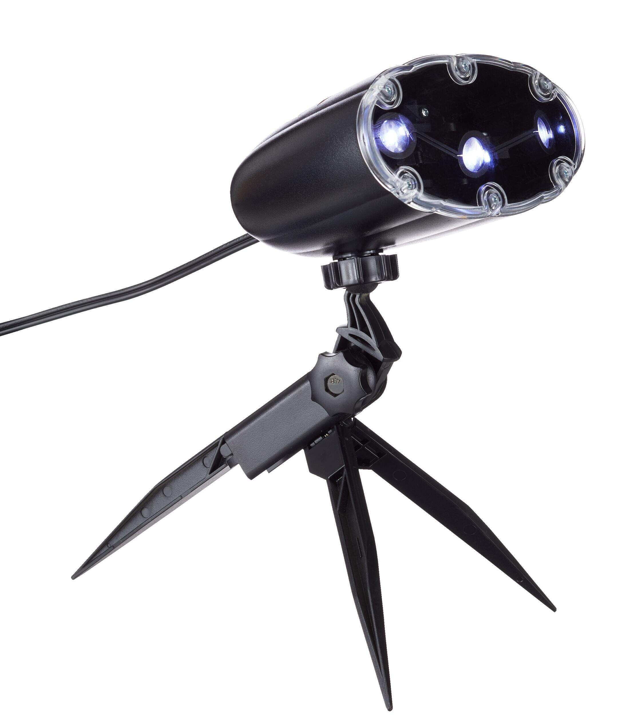 Gemmy LED Shutter Flasher Ghost Projection Tripod, Black, 1-ft, Indoor/Outdoor Decoration for Halloween Front_Three_Fourths_Angled_Right