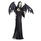 For Living Skeleton Grim Reaper Animated LED Light-Up Hanging Character,  Black, 6-ft, Sound & Light Activated Indoor/Outdoor Decoration for Halloween