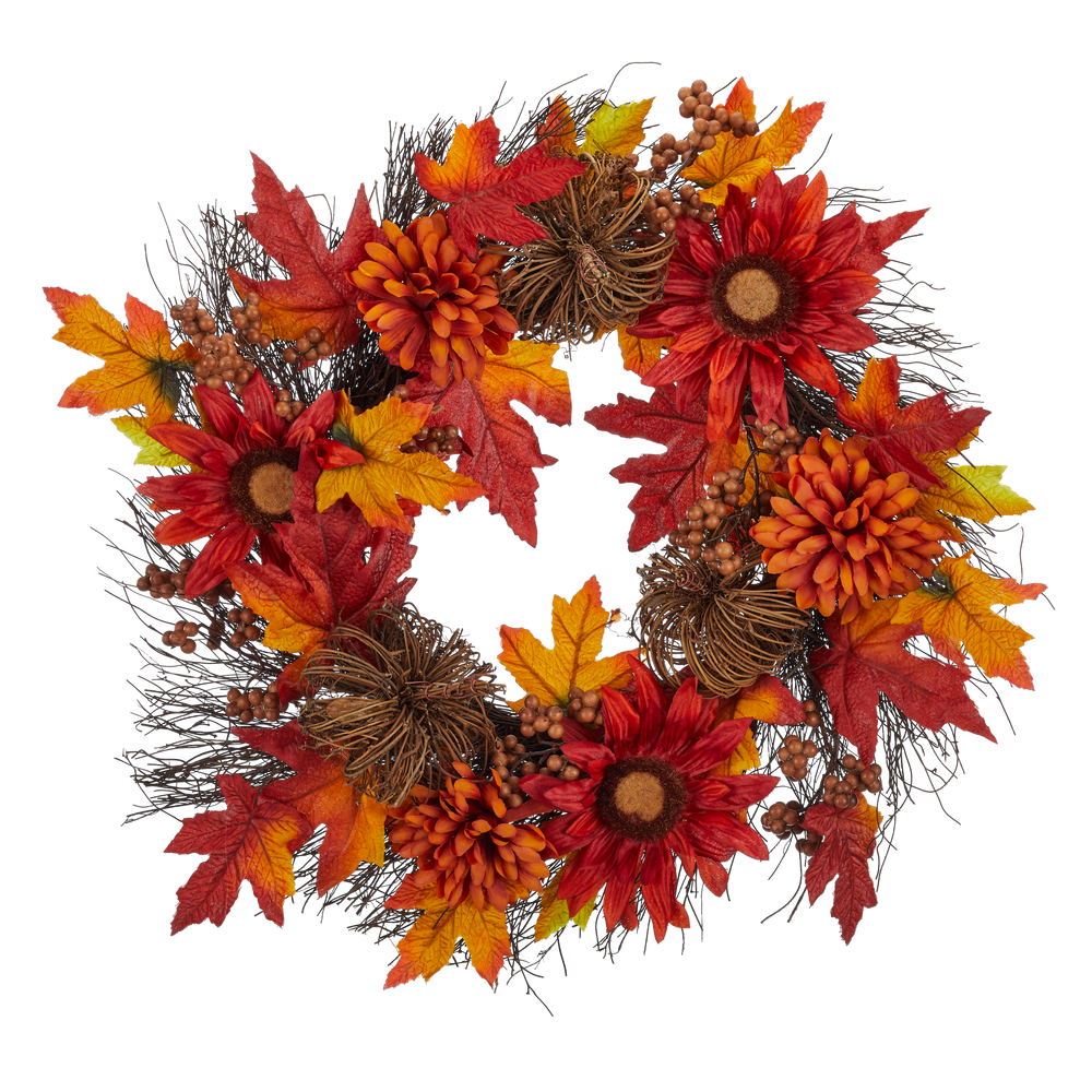 Couronne de tournesol avec feuille d’érable CANVAS, décorations d