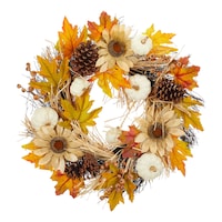 CANVAS Multi-Coloured Leaf & Foliage Wreath,  24-in 