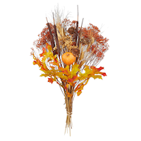 Mixed Dried Flowers Harvest Bouquet, Orange, 3-ft, Indoor/Outdoor Decoration for Fall Front_Elevated
