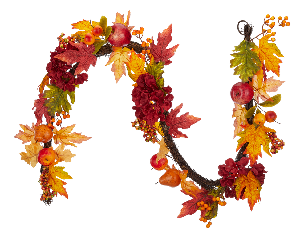 CANVAS Fruit & Floral Garland, Fall Harvest & Thanksgiving Decoration