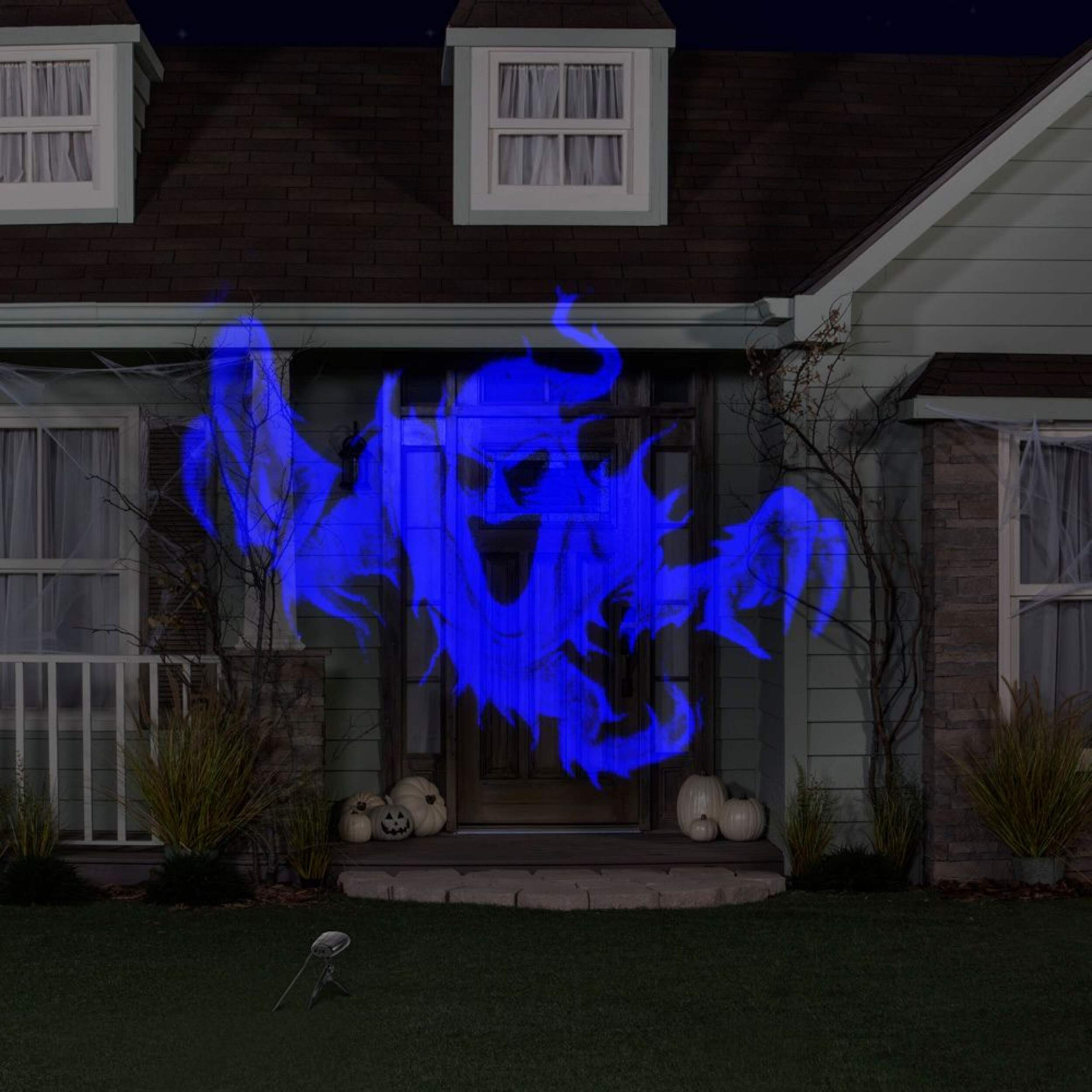 Flashing/Fading Blue Ghost Lightshow Projection Front_Flat