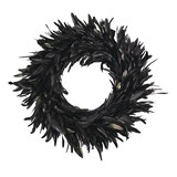 For Living Black Feather Wreath, 24-in Front_Flat