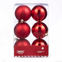 CANVAS Red Ball Ornaments, Assorted 6-pk Front_Flat